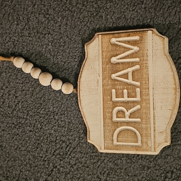 Other - Wood DREAM sign with Beaded hanger 6"